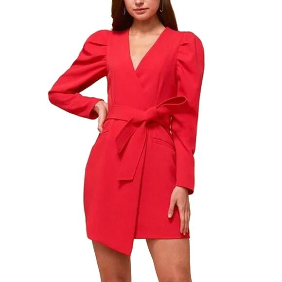 NWT Adelyn Rae Camryn Red Wrap Mini Dress Size M - Picture 1 of 7
